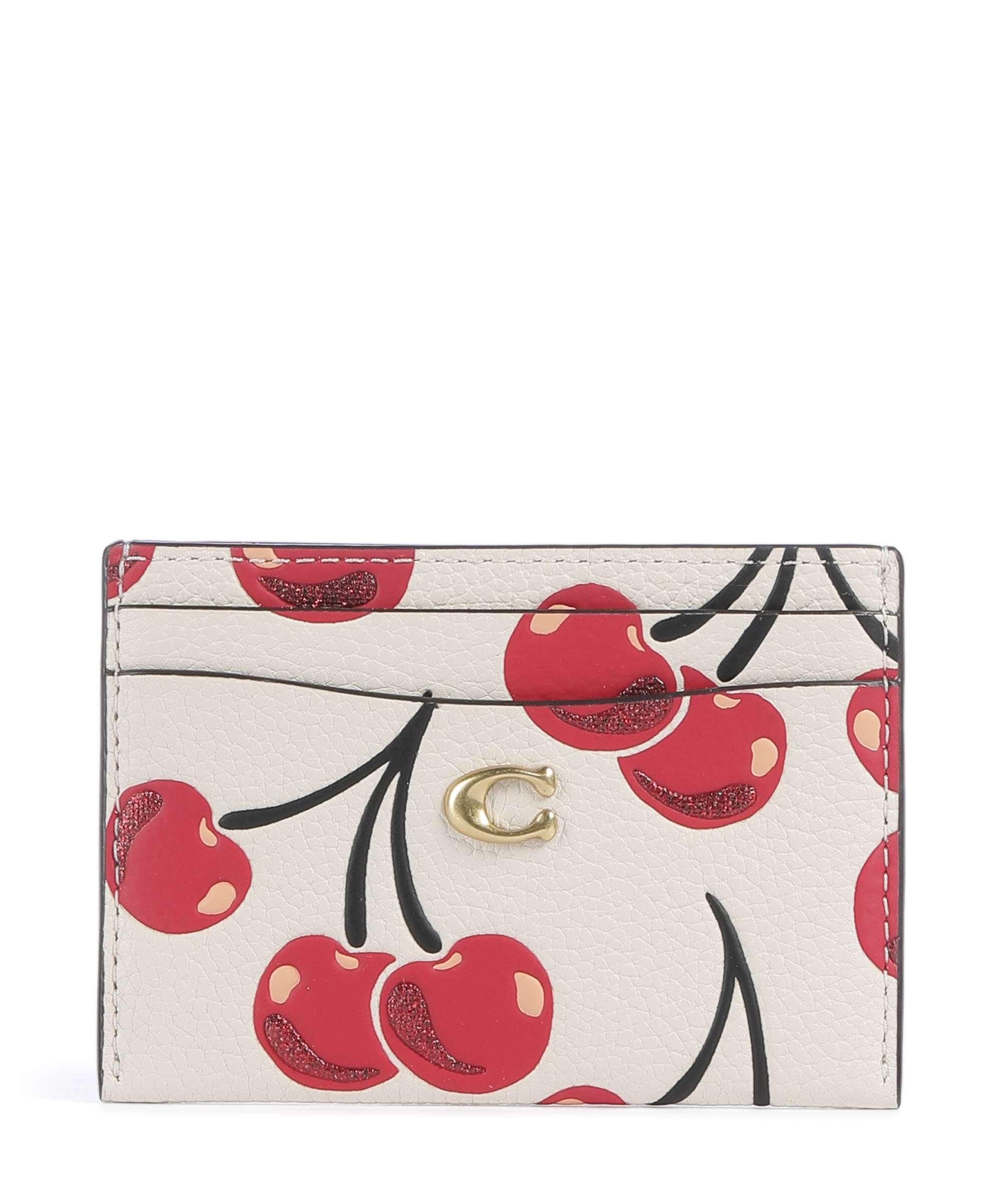 Essential Cherry Print Tarjetero cuero graneado marfil Venta en línea